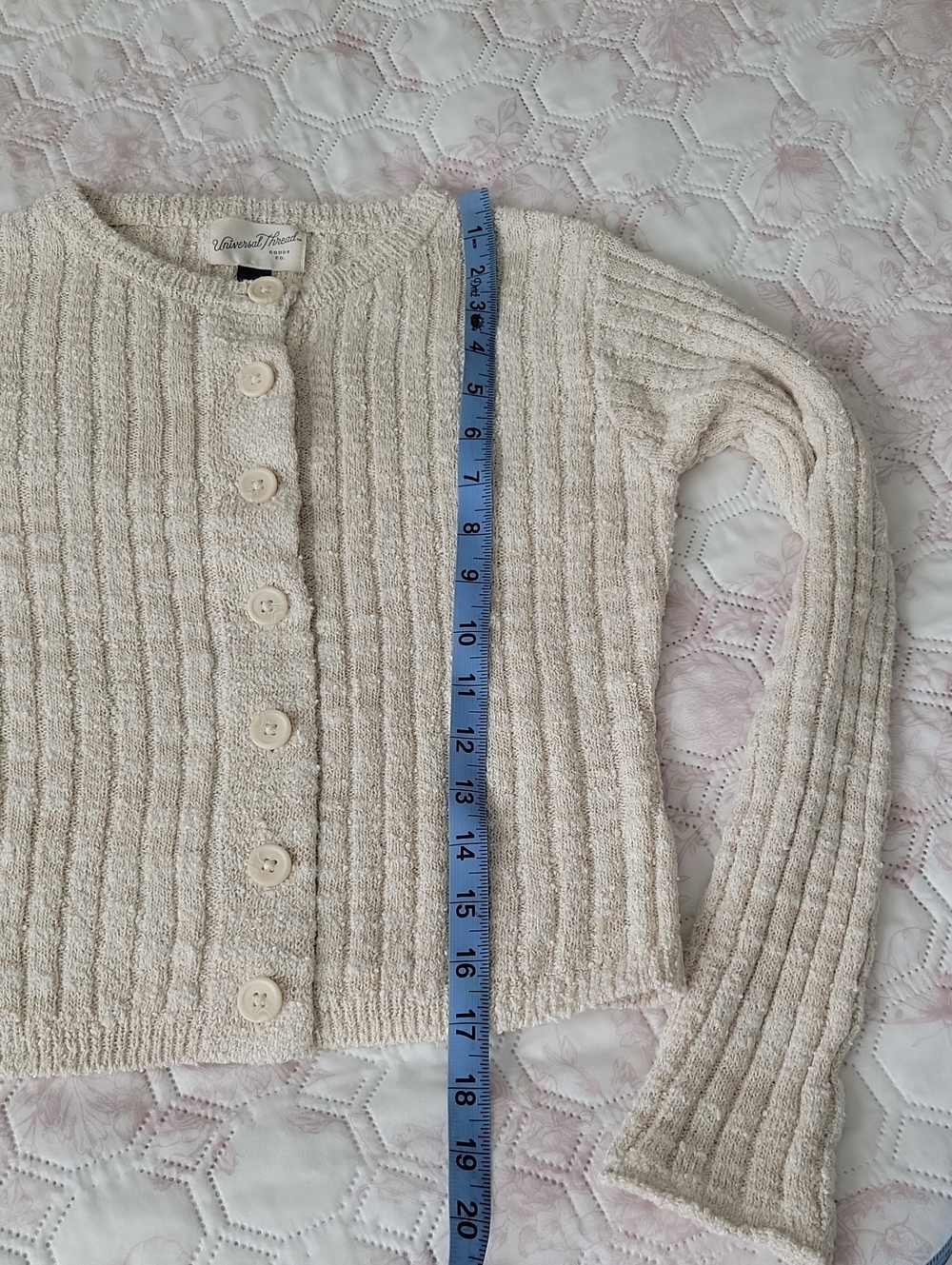 Universal Thread Cream Ribbed Button-Front Cardigan - Picture 7 of 11